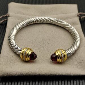 NEW Gold-plated Sterling Silver and Red Diamond Bracelet 7mm